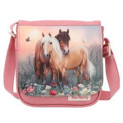 Crossbody Miss Melody, dva koníci na louce, starorůžová