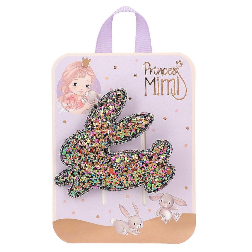 Sponka do vlasů Princess Mimi – třpytivý králíček, růžová