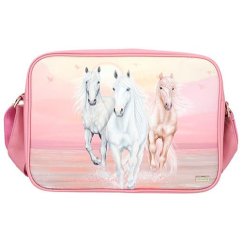 Crossbody Miss Melody, západ slunce, 3 koníci, růžová