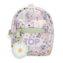 Prívesok mini batoh s karabínou Top model, dekorácia sedmokrásky, zelený zips