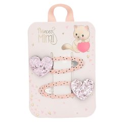 Sponky do vlasů se třpytkami Princess Mimi srdíčka
