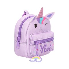 Mini batoh s písacími potrebami Ylvi, fialový jednorožec