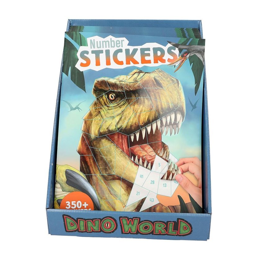 Kreatívny pracovný zošit so samolepkami Dino World Number Stickers
