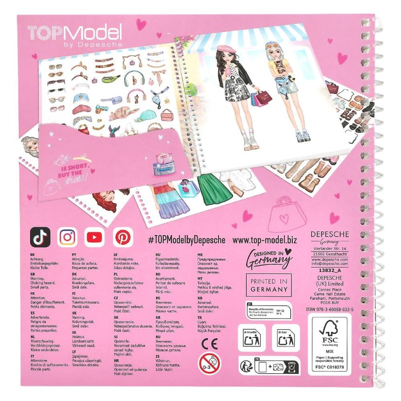 Kreativní sešit se samolepkami TOPModel Shopping Tour