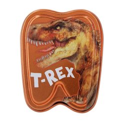 Plechová krabička na zuby Dino World T-Rex oranžová