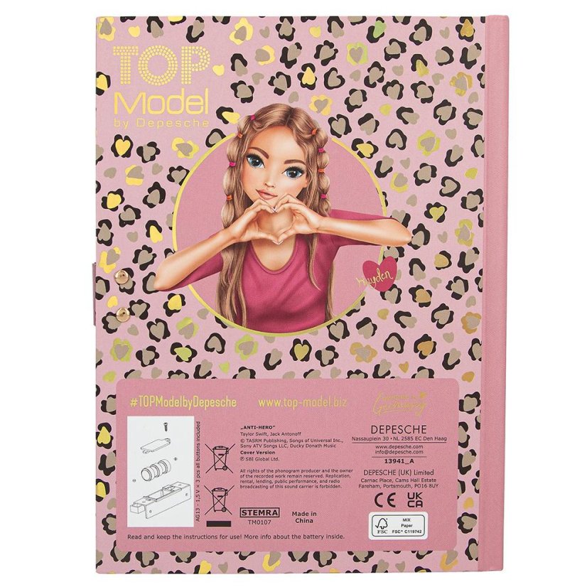 Deníček na kód se zvukovým efektem Top Model Leoheart Candy