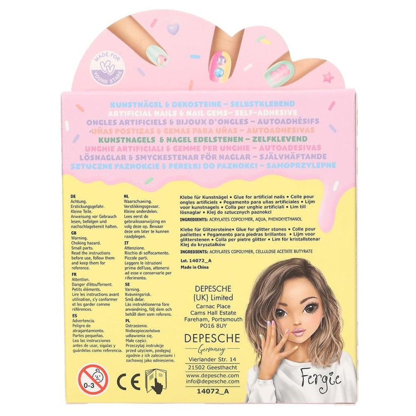 Samolepicí umělé nehty s kamínky Top Model Beauty&Me, motiv dortu
