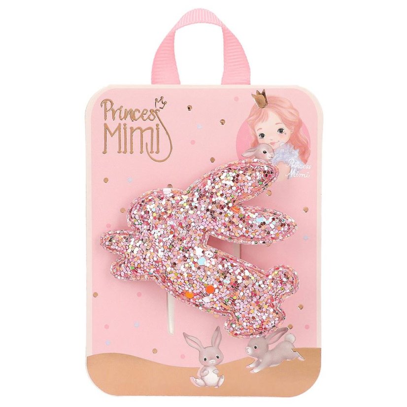 Sponka do vlasů Princess Mimi – třpytivý králíček, růžová