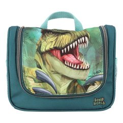 Toaletná taška so zrkadlom Dino World zelený T-Rex