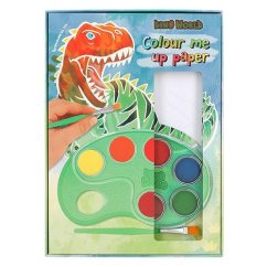 Omalovánky s vodovkami a štětcem Dino World Colour me up paper