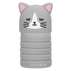 Silikonový penál s flitry ve tvaru kočičky Top Model