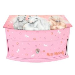 Šperkovnica Miss Melody, tri kone, západ slnka, ružová