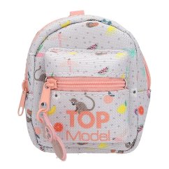 Prívesok mini batoh s karabínou Top Model, opičí ornament, oranžový zips