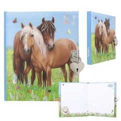 Denník so zámkom Miss Melody, dva kone na lúke