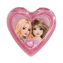 Skladacia kefka v tvare srdca so zrkadielkom Top Model, Christy & Sasha