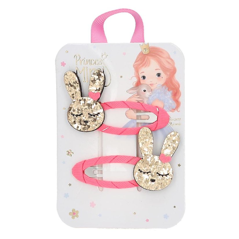 Lesklé sponky do vlasov Princess Mimi s králikmi