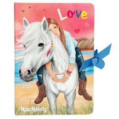 Denník na stuhe s lepiacimi poznámkami Miss Melody, Love, Sienna a White Horse