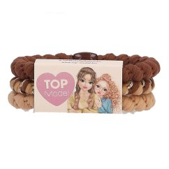 Sada 3 gumičiek do vlasov Top Model, hnedé odtiene