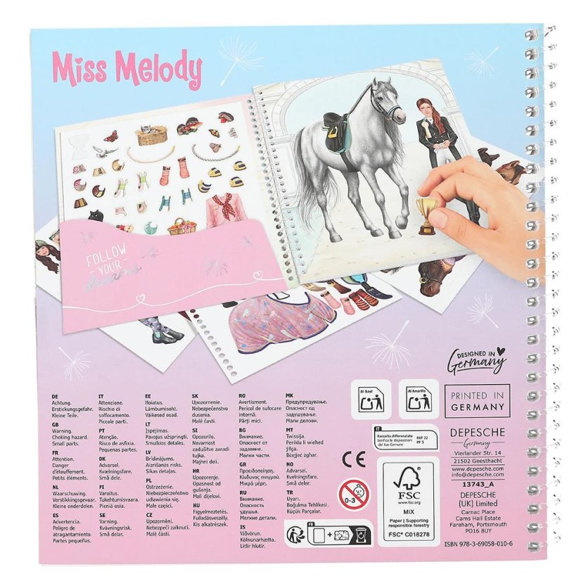 Kreativní omalovánky se samolepkami Miss Melody
