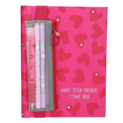 Linkovaný zápisník a 3 mazatelná pera PENfection Heart