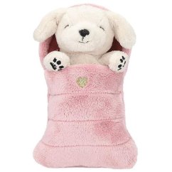 Plyšový bílý pejsek Top Model v růžovém spacáčku