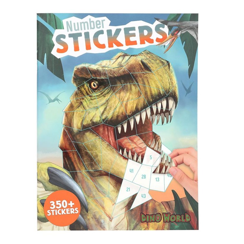 Kreatívny pracovný zošit so samolepkami Dino World Number Stickers