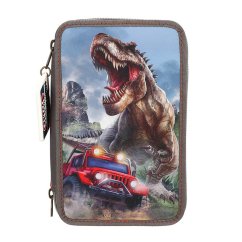Trojposchodové puzdro na ceruzky s príslušenstvom Dino World a New World