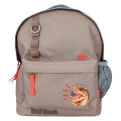 Dětský batůžek Dino World, nášivka T-Rexe, khaki hnědá