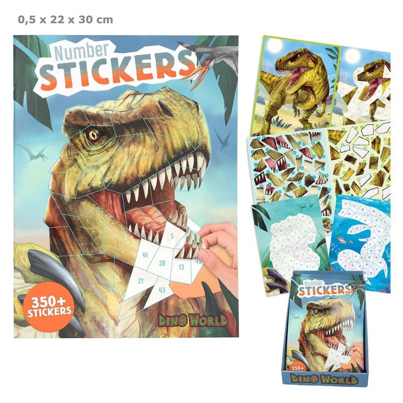 Kreatívny pracovný zošit so samolepkami Dino World Number Stickers