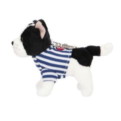Top model Plyšový prívesok pre bieleho psa, pruhované tričko
