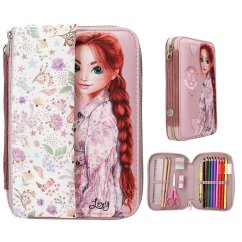 Puzdro na ceruzky s príslušenstvom a zapínaním na suchý zips Top Model CowGirl