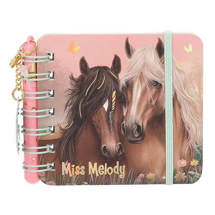 Mini zápisník s kuličkoým perem Miss Melody, dvojice koníků