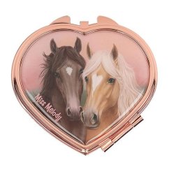 Krabička se zrcátkem Miss Melody, dva hnědí koníci